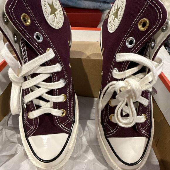 NIB Converse Women's Chuck 70 High 'Luck Charms - Orchid Abyss Gold' sneaker. - Picture 4 of 7